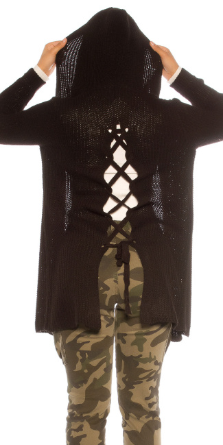Trendy ruw-grof gebreide cardigan zwart